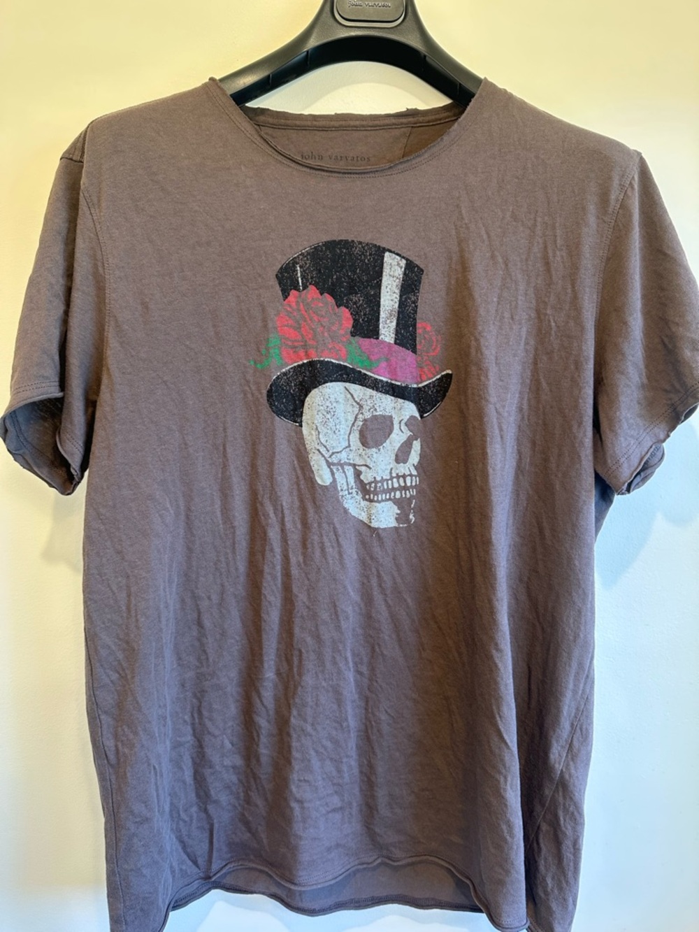 John Varvatos Brown Skull with Top Hat Graphic Tee